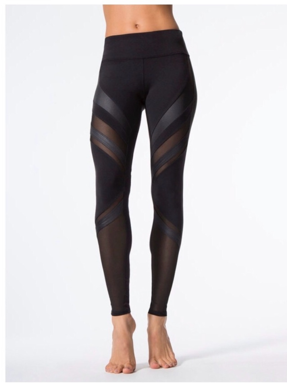 Alo Yoga Black Mesh Panel Leggings High Rise Size Small